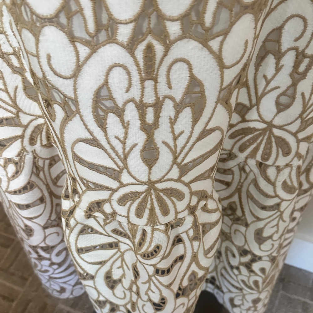 Solitaire White and Gold Lace-Effect Maxi Dress - Picture 12 of 12